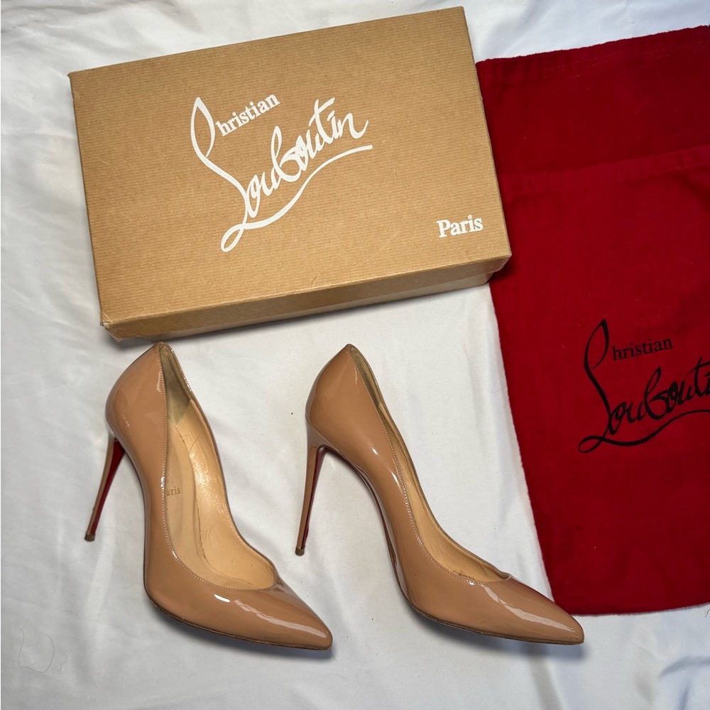 Christian Louboutin pointed toe nude pumps
